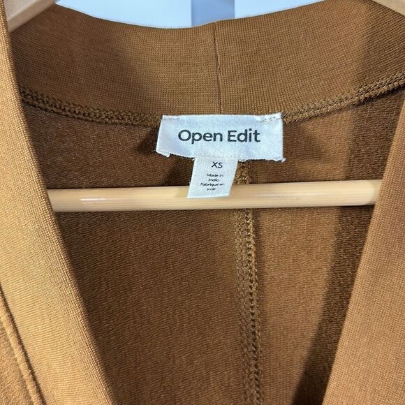 OPEN EDIT Women’s Button Front Sweatshirt Cardigan Brown Size Extra Small - Picture 4 of 9